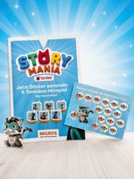 Migros Story Mania tonies Sammelheft mit 15 Marken ab 1.-