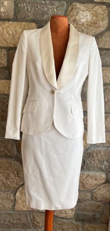 Blumarine - festliches Deux-Pièce weiss schwere Seide Gr 36