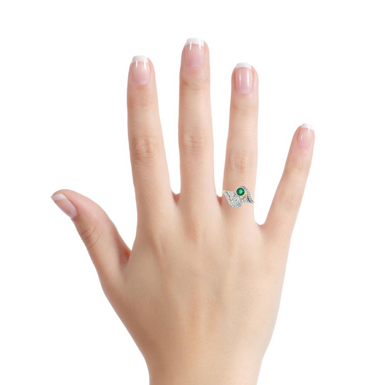 Anelli: Toi et Moi 18k Diamant u Smaragd Ring – Usato da Embrach venduto da estzeh1 7