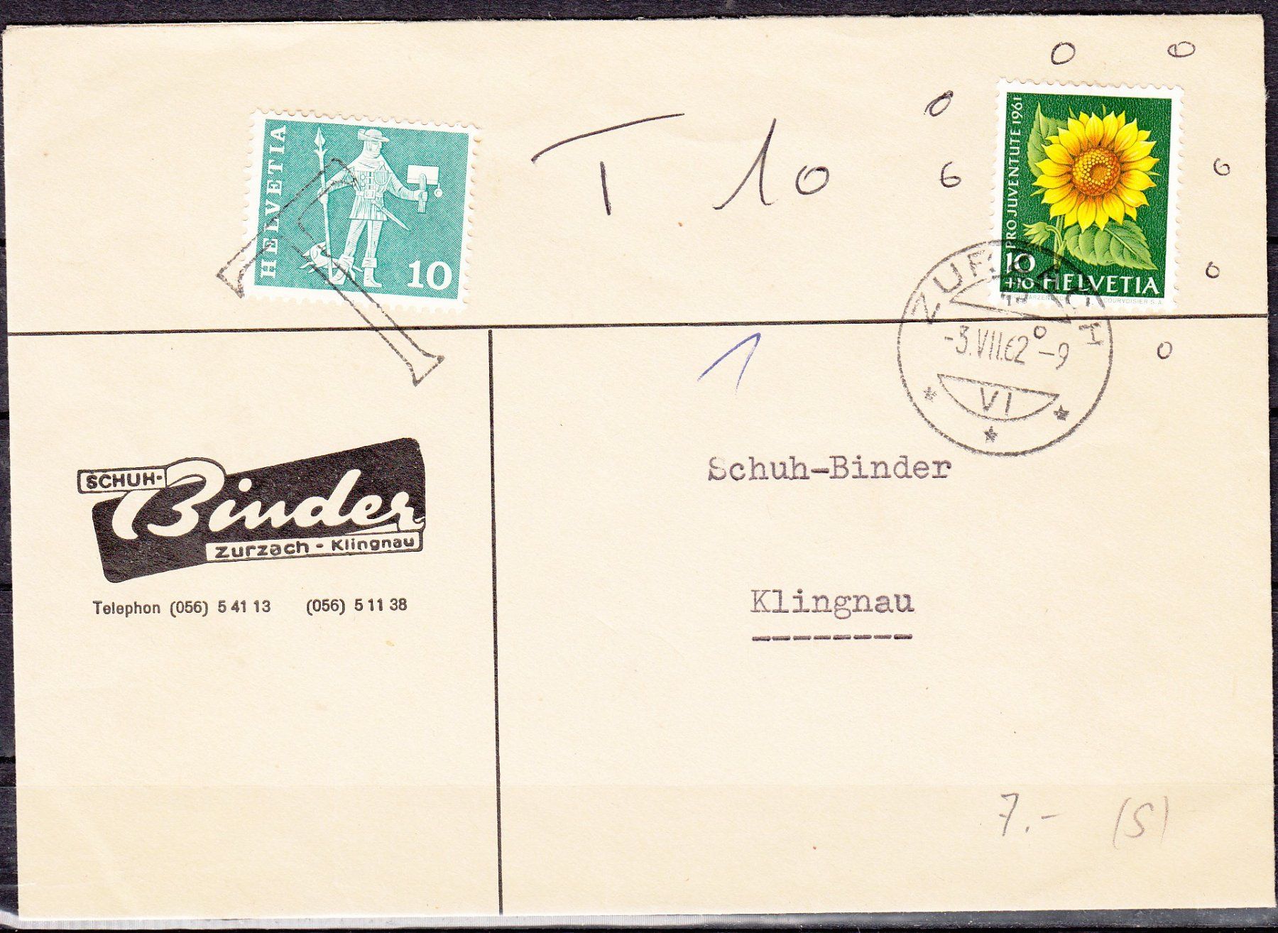 Tutti i francobolli: Reklamebrief Schuh Binder 1962 – Usato da Herrliberg venduto da Lfrifda