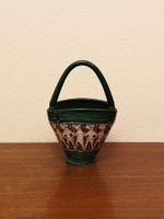 Vintage Körbchen Vase Italy Keramikvase Sgraffito Design 50s