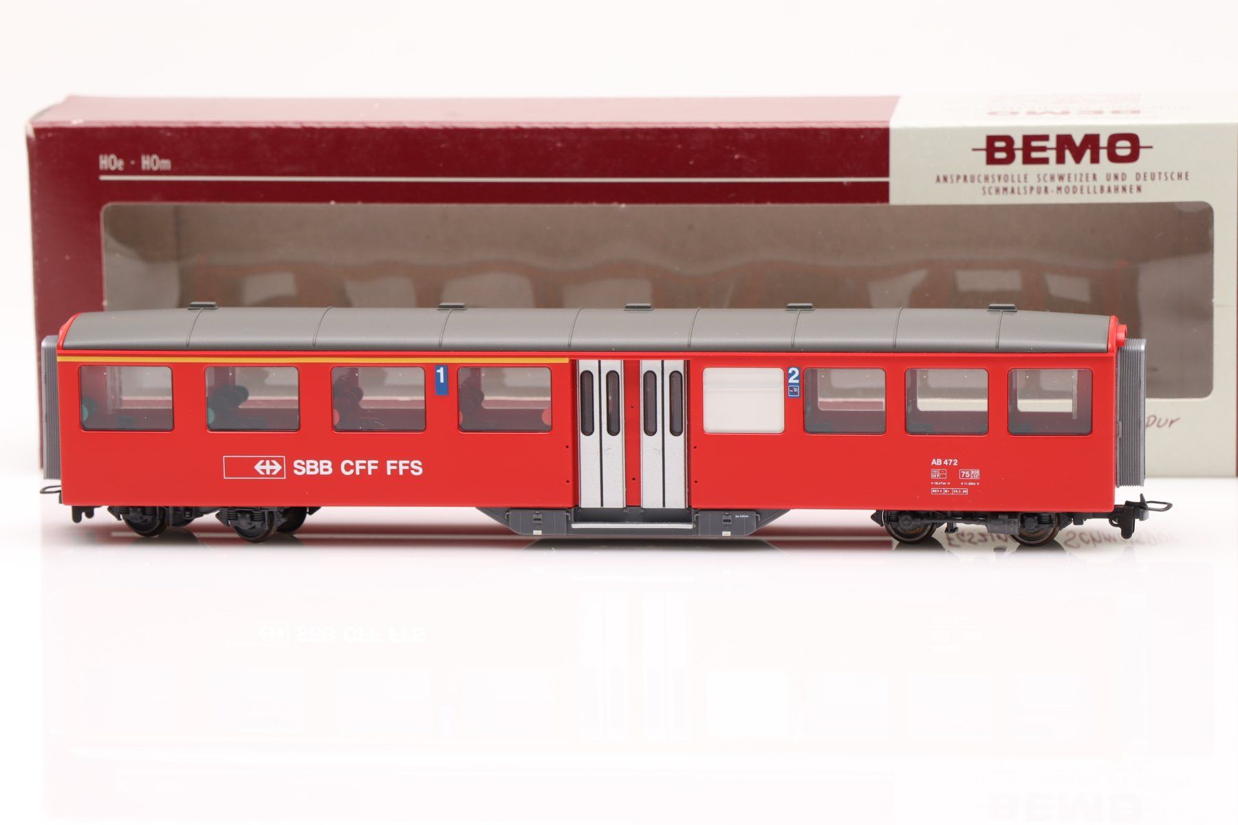 Bemo Modellini di ferrovie: Bemo 3258 422 SBB AB 472 Mitteleinstiegswagen rot, H0m – Nuovo (secondo la descrizione) da Ried (Muotathal) venduto da Modellbahn.swiss 1