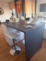 Modernes Bartisch-Set (Anthrazit) & 2 Barhocker