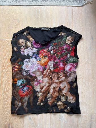 Top v. Dolce & Gabbana, Baumwolle/Seide, M, Floral, Putti