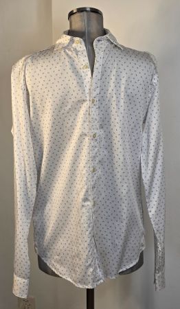 M 40 FIL NOIR leichtes Herren Hemd weiss hellblau Baumwolle
