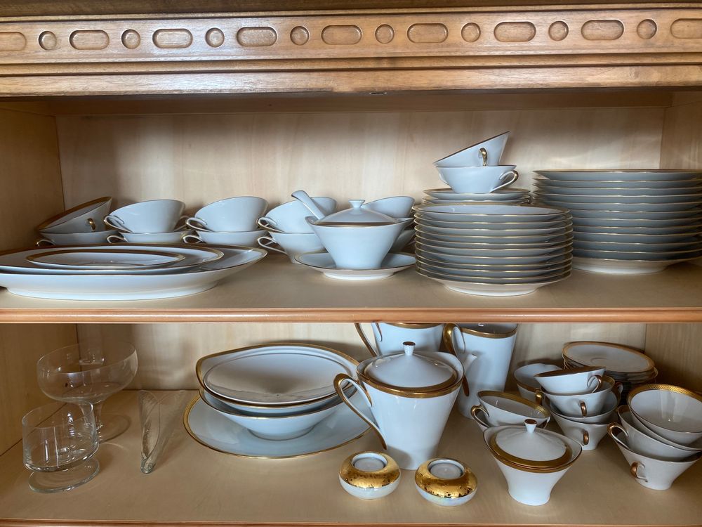 Porzellan-Teetasse Mit Untertasse & Löffel – Vintage Blumenmuster, Goldrand, 190 Ml, In Geschenkbox, Perfekt Für Kaffee, Tee Oder Espresso