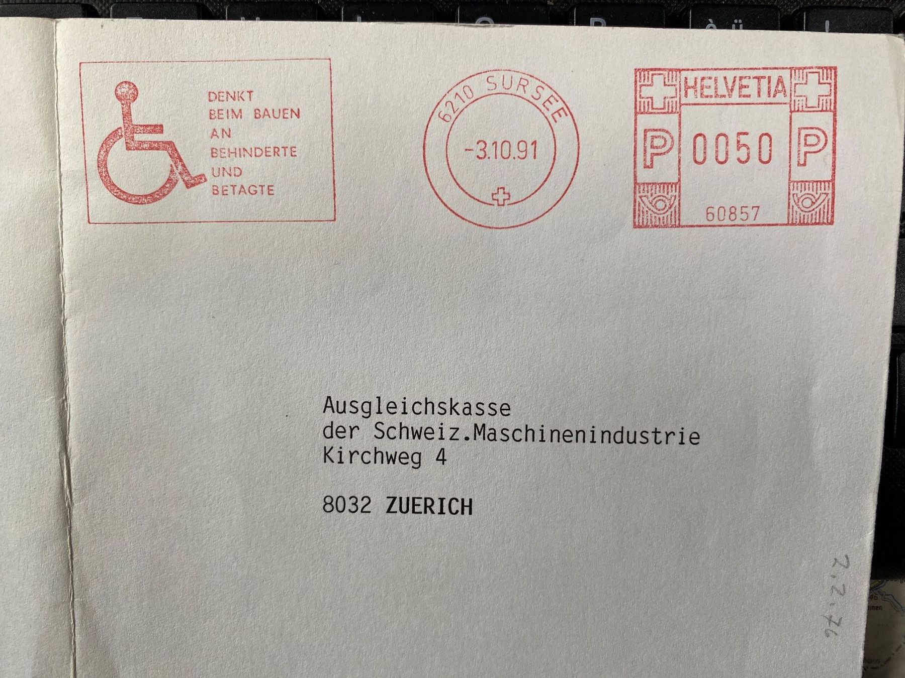 Couverts & Versandtaschen: Briefmarken / Beleg / Flaggenstempel – Gebraucht aus Zollikofen von Paul-42 1