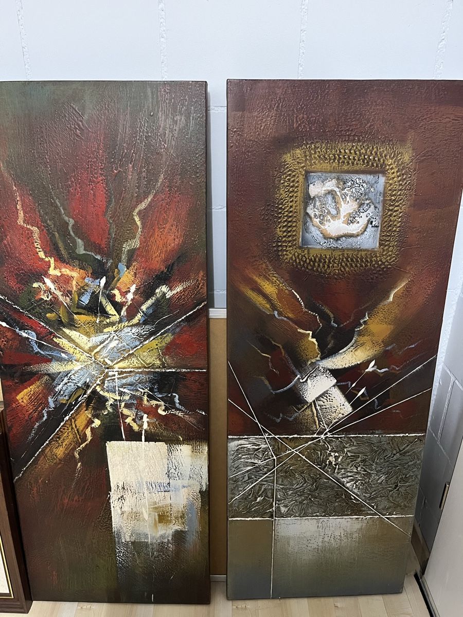 Gemälde: 2 Moderne abstrakte Gemälde, Leinwandbilder Set – Gebraucht aus Gockhausen von Lali013