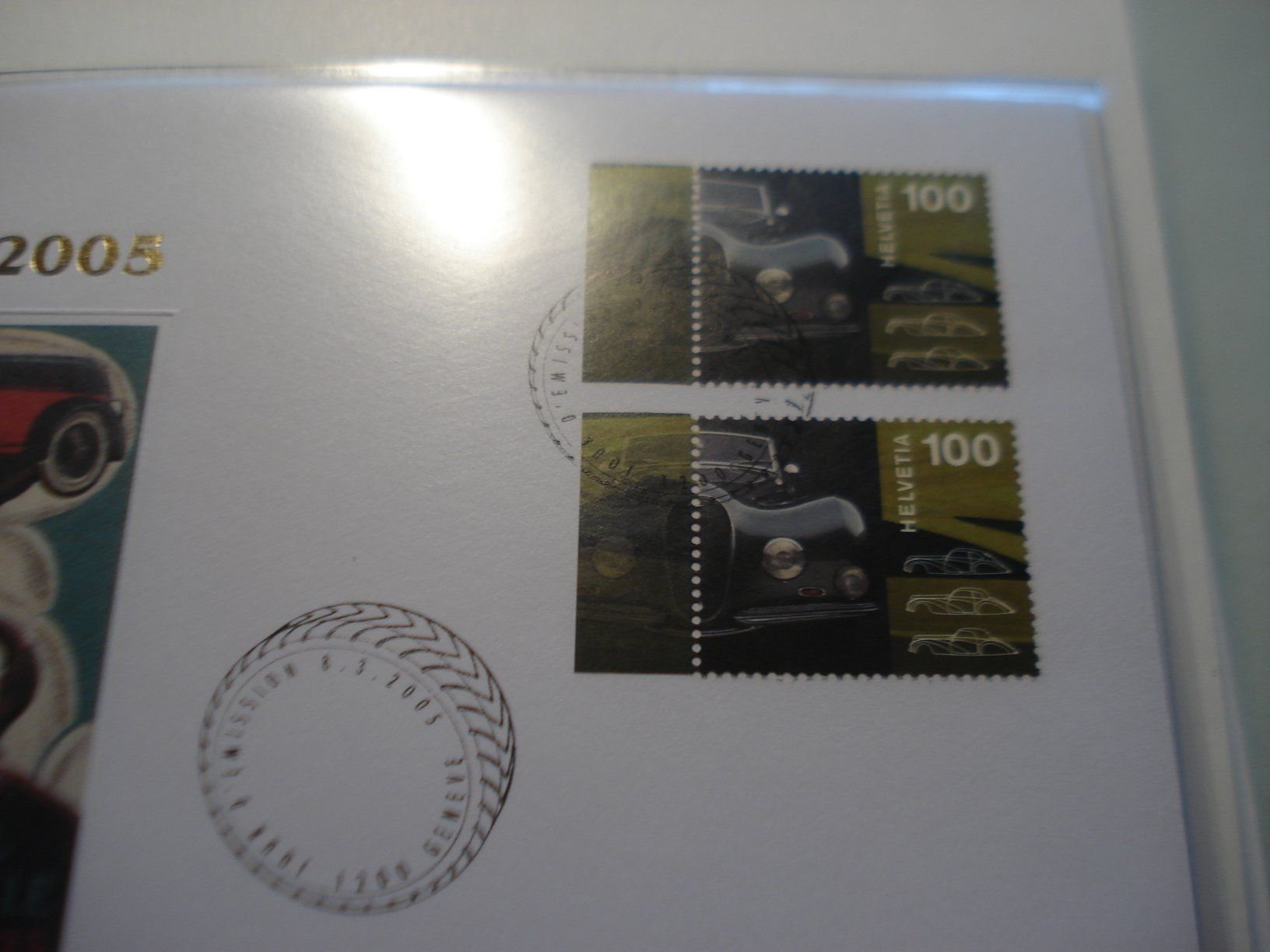Tutti i francobolli: Combo-FDC Block Autosalon Genf, 2005, Abart Hell/Dunkel – Usato da Niederwil AG venduto da morostahu 1