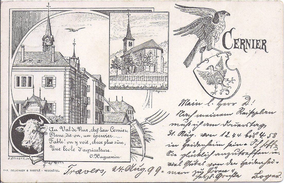 Ansichtskarten: CERNIER, carte Oscar Huguenin – Gebraucht aus Les Verrières von Scampi0