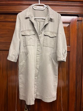 Robe courte mix lin d'été, kaki, S