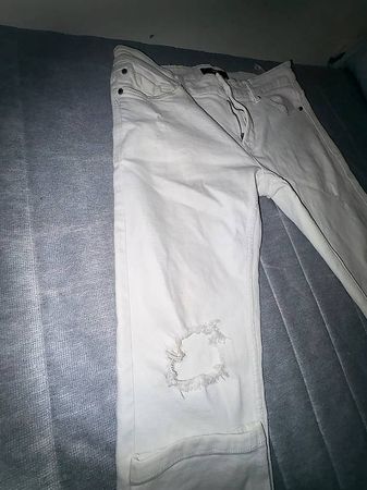 Cargo/ jeans slime blanc et bleu
