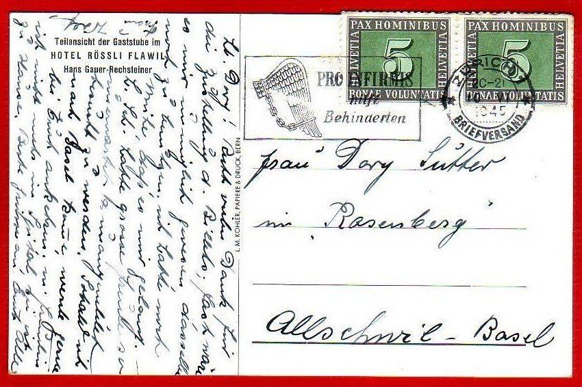 Cartoline postali: FLAWIL, HOTEL RÖSSLI GASTSTUBE – Usato da Grüningen venduto da Kartenlaube 1