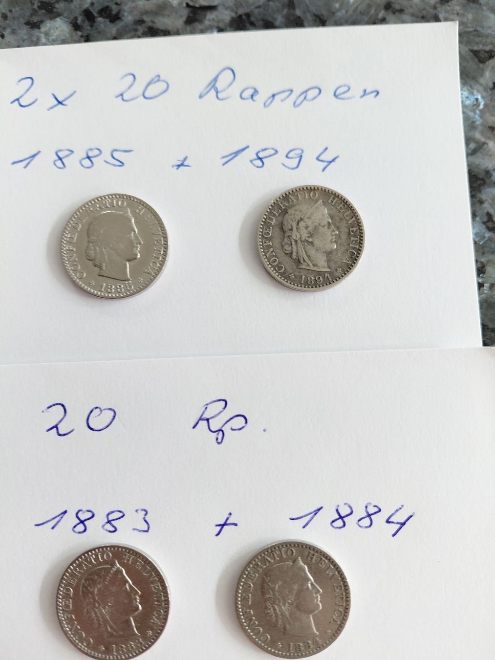 Alle Münzen: 10x 20 Rappen ab 1881  – Gebraucht aus Bonaduz von topolino052 2