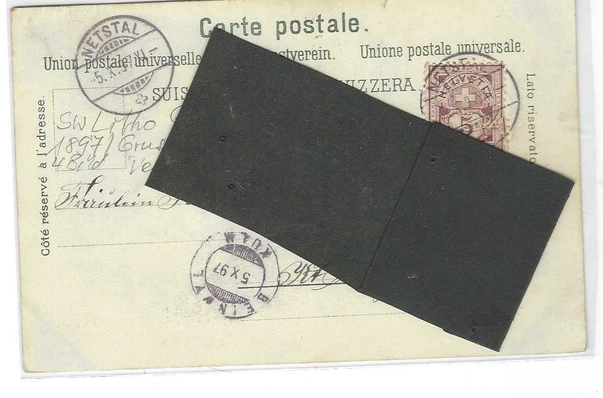 Cartoline postali: 5.X.1897 Litho/4-Bild Gruss aus Netstall – Usato da Zürich venduto da Hagliweg 3