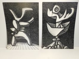 Kunst Graphik 2x - original v Max von Moos 1signiert 1974
