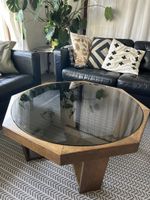 SEM FUBO Mid-Century achteckiger Couchtisch, 1970er, Eiche