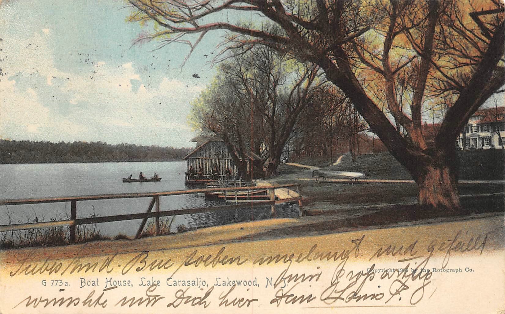 Ansichtskarten: Lakewood N.J., Boat House, Lake Carasaljo – Gebraucht aus Ottikon b.Kemptth. von Neptun1974