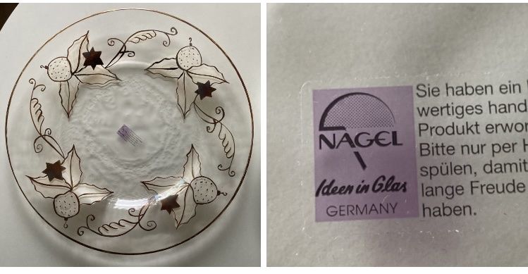 Piatti: Nagel Glas Teller, handbemalt, Winterdeko, Neu – Nuovo e nell'imballaggio originale da Solothurn venduto da SchoeneSachen20 2