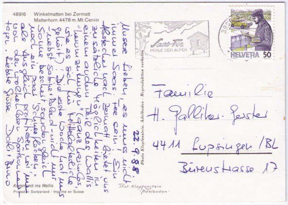 Cartes postales: Zermatt - Winkelmatten – D'occasion à Binningen par Mountainrider 1