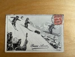 Antike Postkarte, Bärenkarte, Kaiser & Co, gelaufen 1906