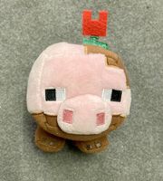 Seltenes Minecraft Plüsch Schwein mit Blume auf dem Kopf