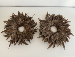 2 Stk. Federkränze / echte Federn