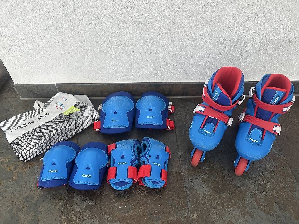 Pattini in linea & Pattini a rotelle: Inline Skates Kinder blau/rot mit Protektoren  – Usato da Chur venduto da Smoothiegirl 1