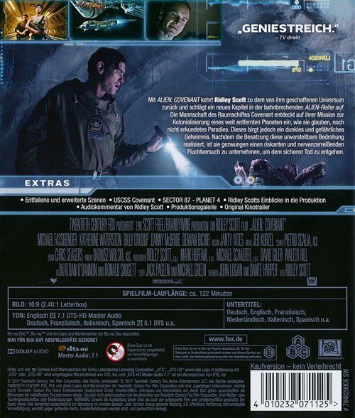 Tutti i DVDs: Alien: Covenant (Blu-ray) OVP! – Nuovo e nell'imballaggio originale da Volketswil venduto da Fraese1 1