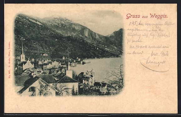 Cartoline postali: AK Weggis, Gesamtansicht, 1900 – Usato da Berlin venduto da bartko-reher