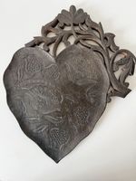 Dekorative Herzschale geschnitzt Holz antik ca. 24x22cm
