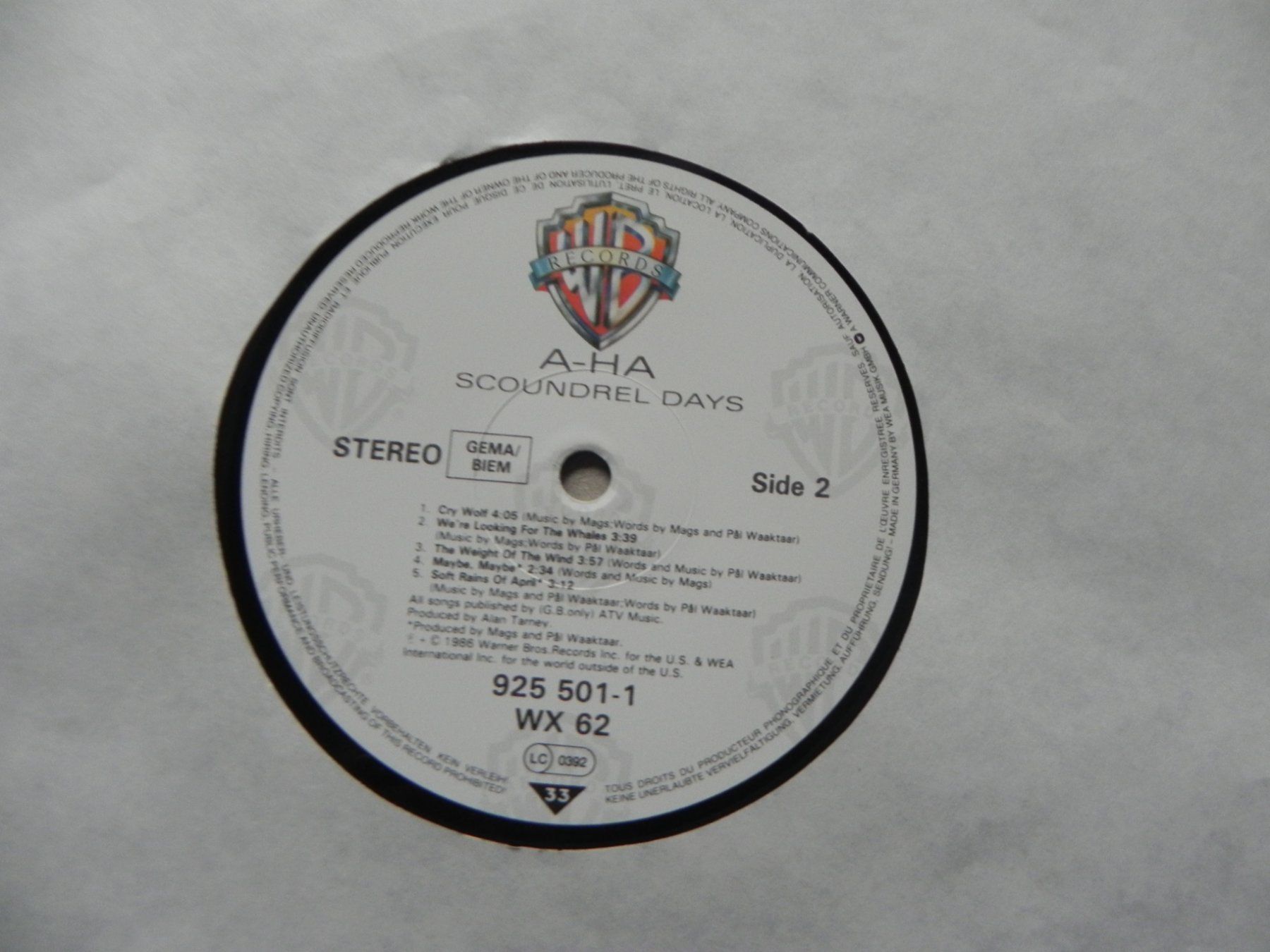Schallplatten: LP Norwegen Synth Pop Group A-HA 1986 Scoundrel Days – Gebraucht aus Siebnen von krimsie 4