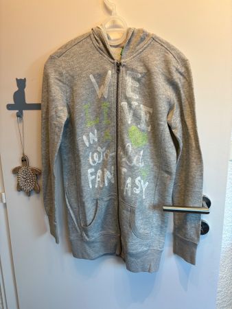 ✨ Sweat fille gris chiné à capuche T.160