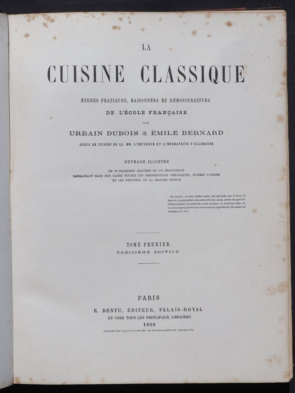 Livres: KOCHBUCH,LA CUISINE CLASSIQUE 2 Bd.,1888 – D'occasion à Guensberg par Herzaktion 2