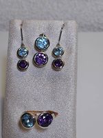 Modernes und massives Set mit Topas und Amethyst