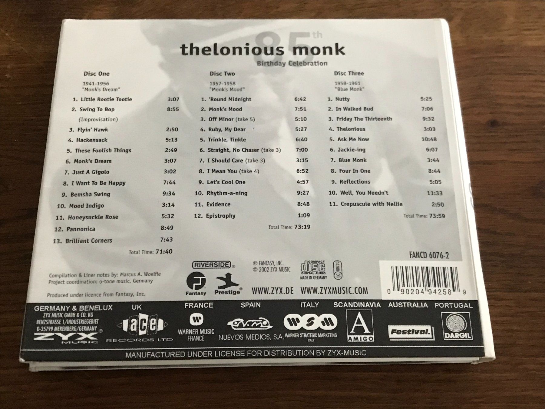 CD: THELONIOUS MONK -  85th Birthday Celebration - 3CD – Usato da Buchs AG venduto da Archie 3