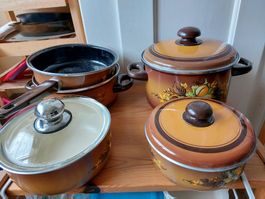 5 casserole + poele  couvercle  cuisine induction vitro gaz