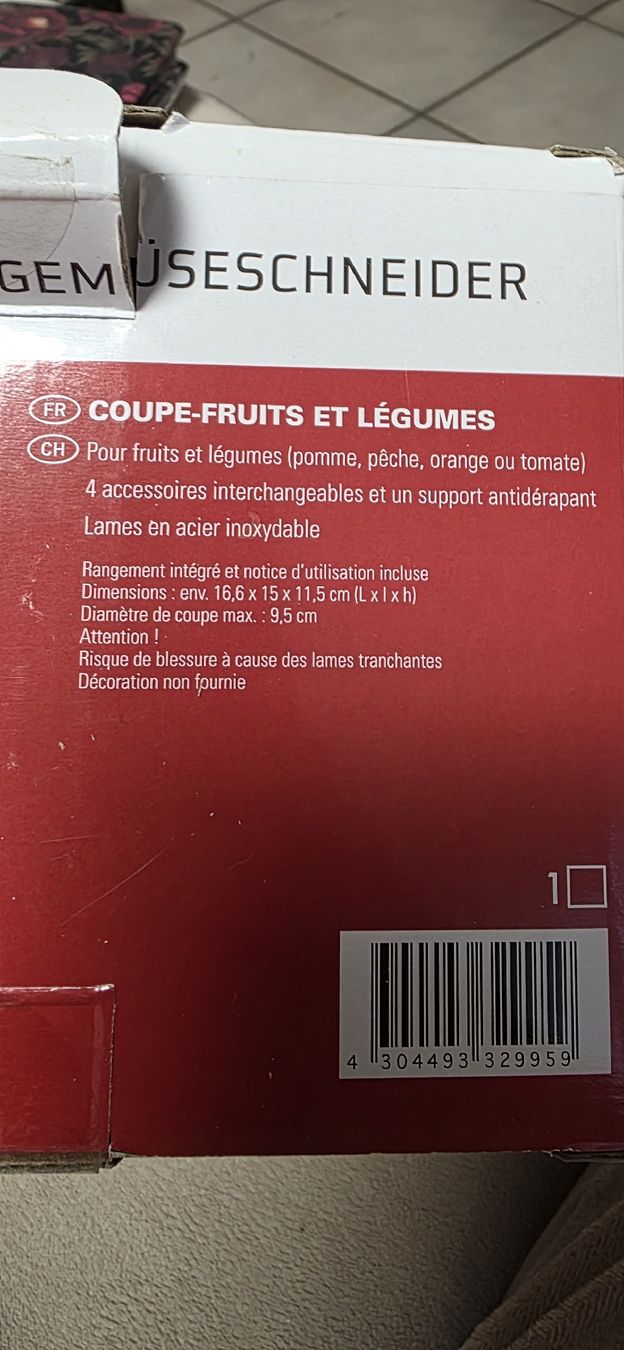 Küchengeräte: Coupe-fruits et légumes – Neu (gemäss Beschreibung) aus Corban von Joie-de-vivre 3