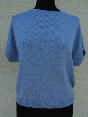 Luisa Cerano Strickshirt Shirt blau hellblau Gr 38 kurzarm