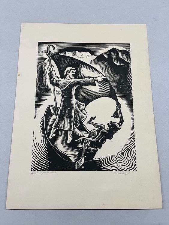 Xilografie: WERNER ENGEL HOLZSCHNITT SIGNIERT NUMMERIERT – Usato da Gersau venduto da grafik-kunst