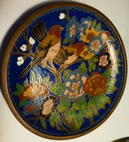 SEHR SCHÖNER CLOISONNÉ TELLER,---11,4 CM RUND