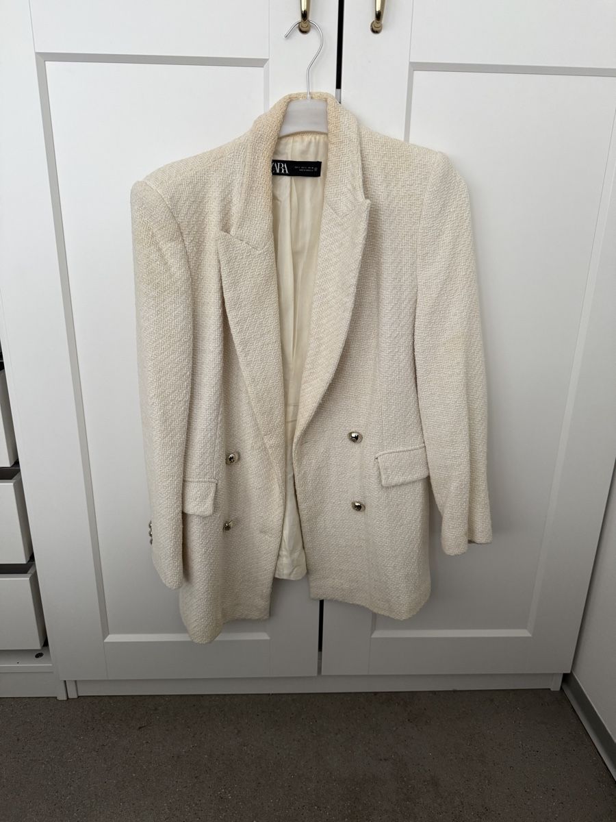 Zara Giacche: Zara Blazer, Crème, Tweed-Optik, Gr. L – Usato da Zürich venduto da iva_iva