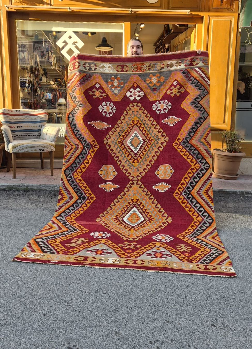 Kilim Tappeti: Vintage Orientteppich, roter Teppich, – Usato da Winterthur venduto da yaklin