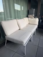Garten Sitzbank mit Kissen cremefarben