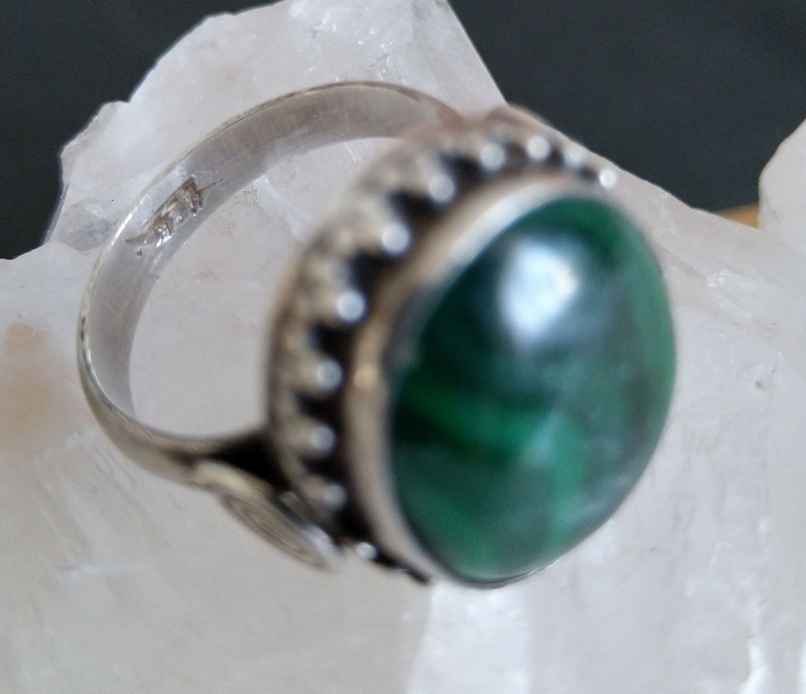 Anelli: ArtDéco  MALACHIT RING IN 800 925 SILBER – Usato da Romanshorn venduto da BoutiqueA 3