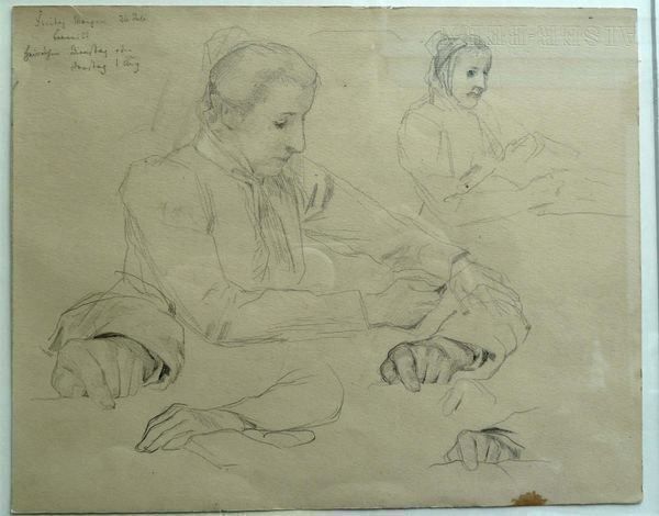 Dipinti: Albert Anker, Original Bleistiftstudie – Usato da Einsiedeln venduto da artgallery59 8