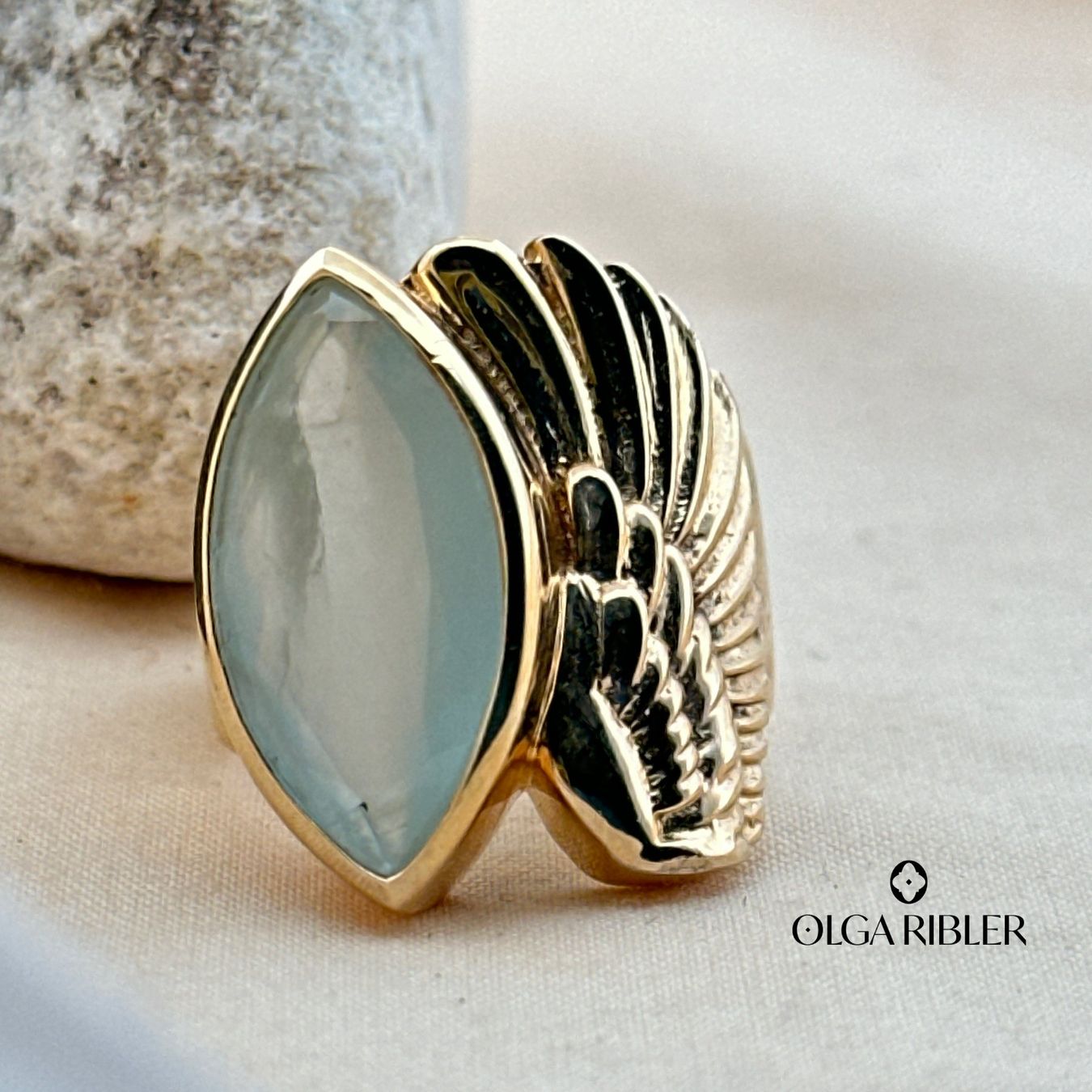 Olga Ribler Bagues: Statement Silber Ring 925 Grösse 54 mit Aquamarin – Neuf (Voir description) à Luzern par Schmuckoutlet