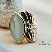 Statement Silber Ring 925 Grösse 54 mit Aquamarin