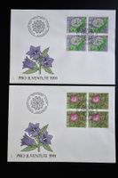 1991 4 FDC mit Viererblöcken Waldblumen