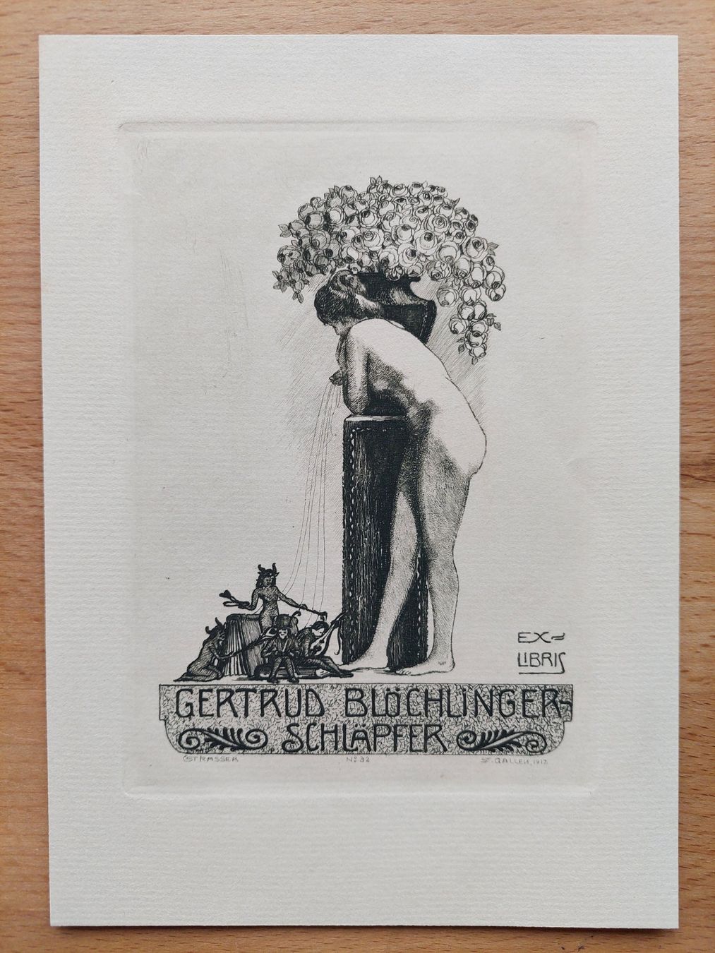 Gemälde: Exlibris Conrad Strasser - Original Radierung 1917 – Gebraucht aus Obfelden von Exlibris-Art